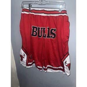 Rare Chicago Bulls Just Don Shorts 1997 1998 Size 2XL Made in USA NBA Red Read D